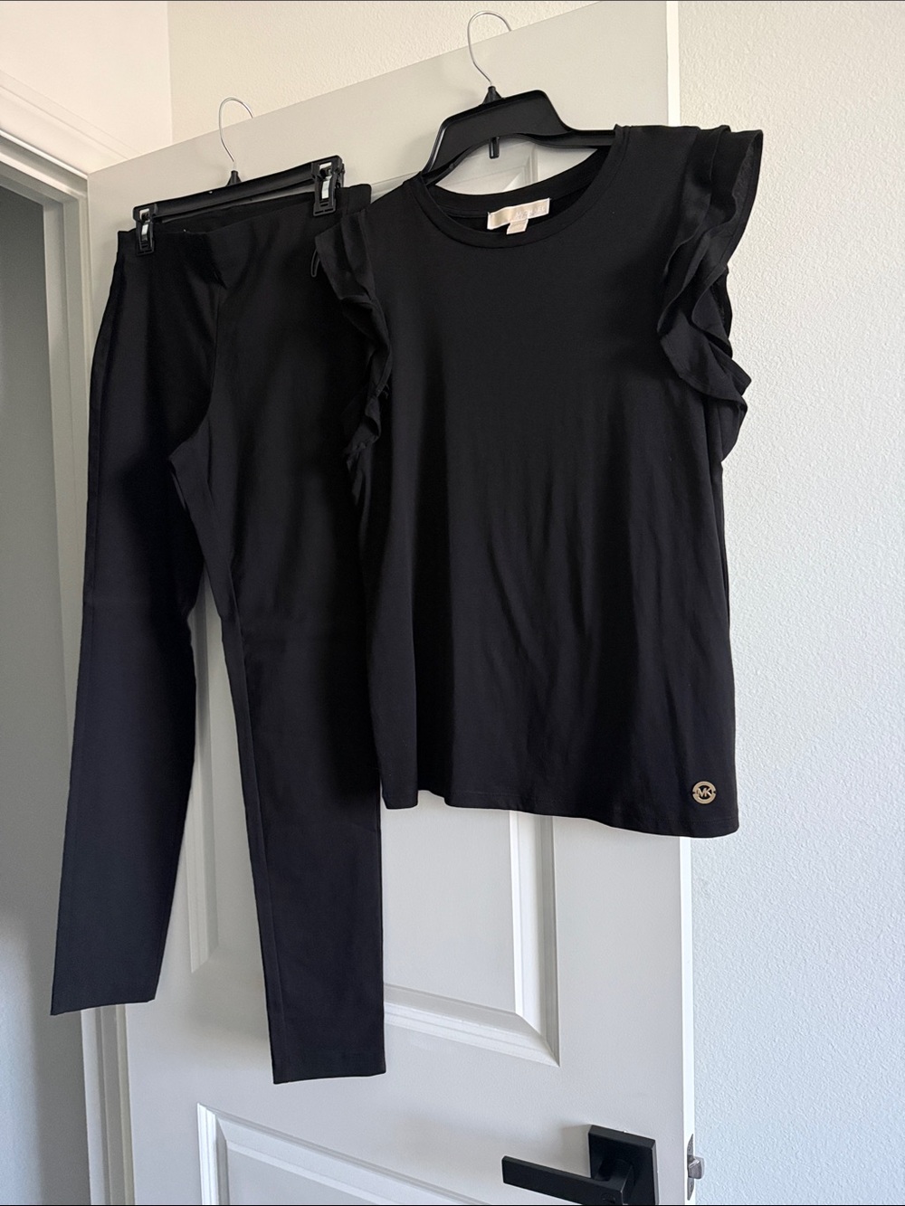 Michael Kors Black Top with Gold MK Emblem